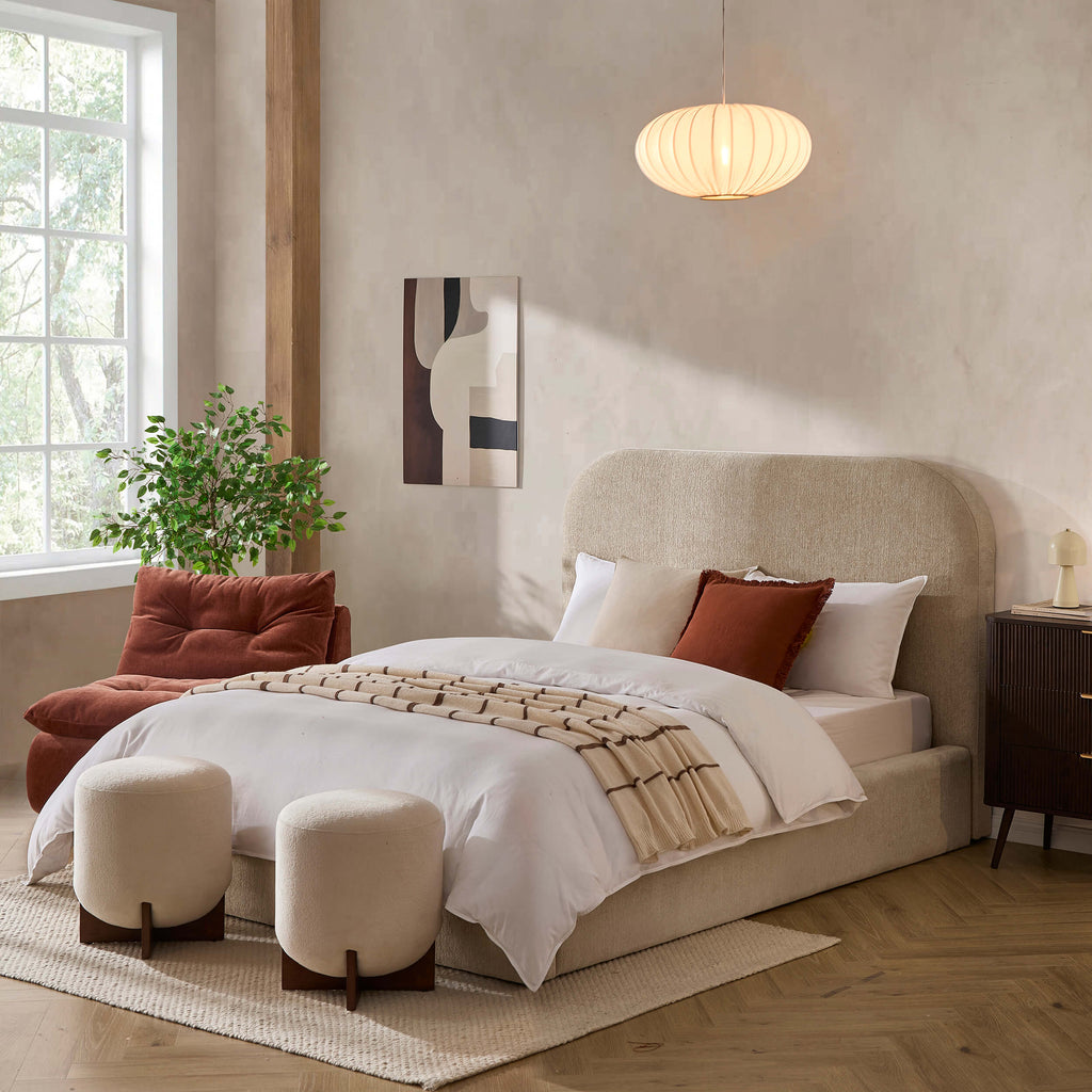 Lit coffre ottoman Aintree - Texture avoine