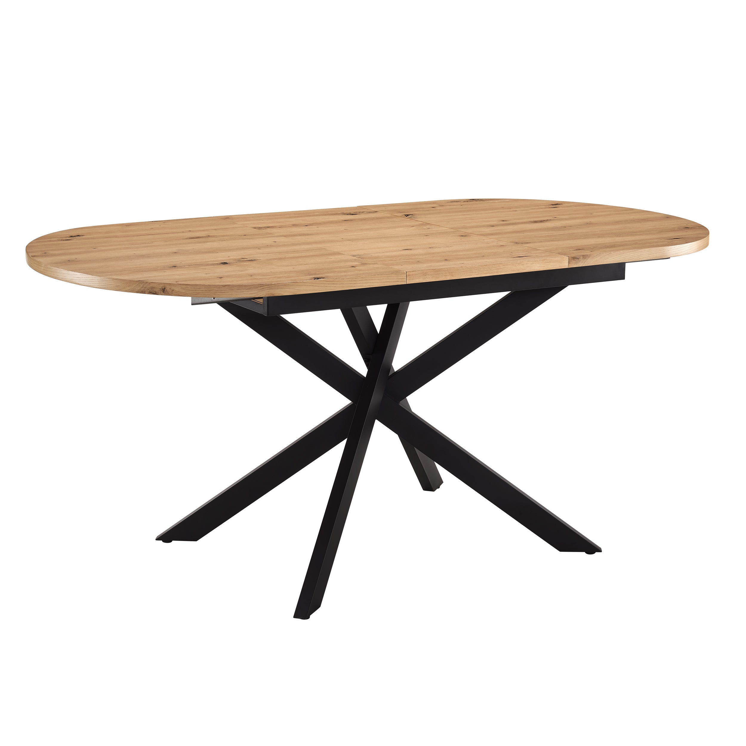 Table de salle à manger ovale extensible Brooke (4 à 8 couverts) - Bois/Noir