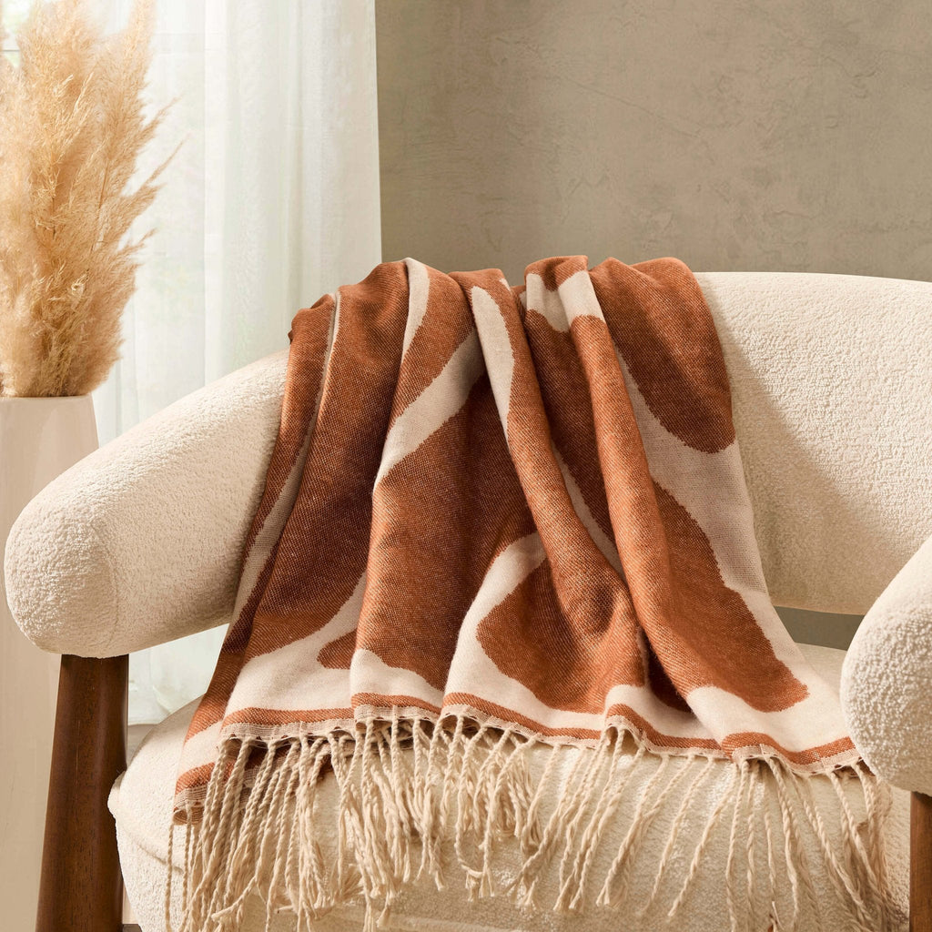 Plaid à motifs floraux abstraits - Orange brûlé