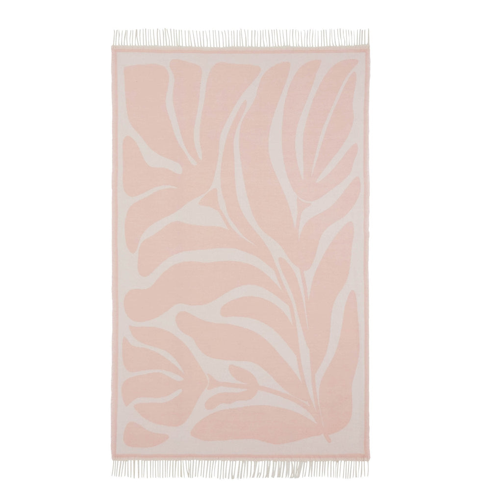 Plaid de canapé à motif floral abstrait - Rose sable