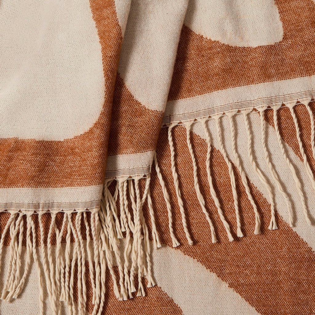 Plaid à motifs floraux abstraits - Orange brûlé