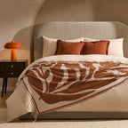 Plaid à motifs floraux abstraits - Orange brûlé