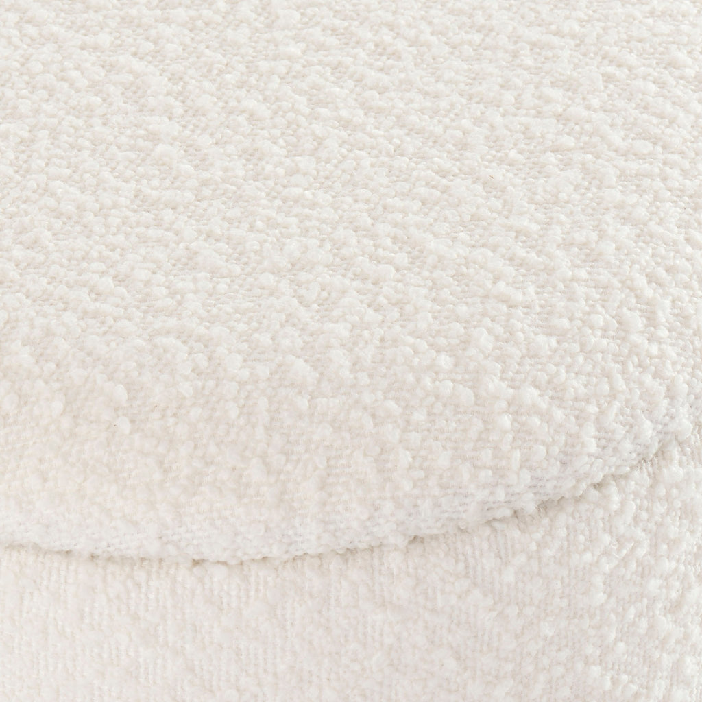 Tabouret de rangement Adelaide à base dorée bouclée - Blanc cassé