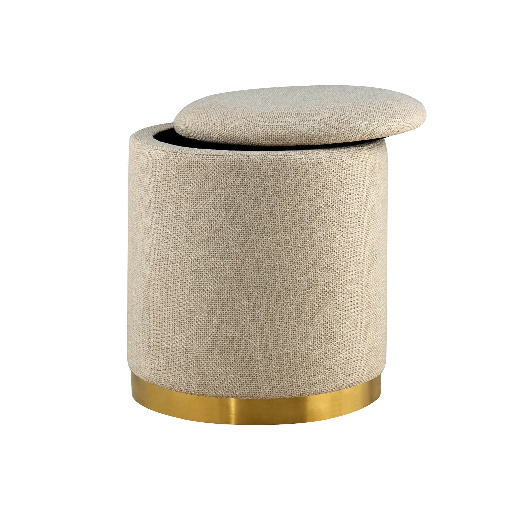 Tabouret de rangement Adelaide à base dorée - Beige