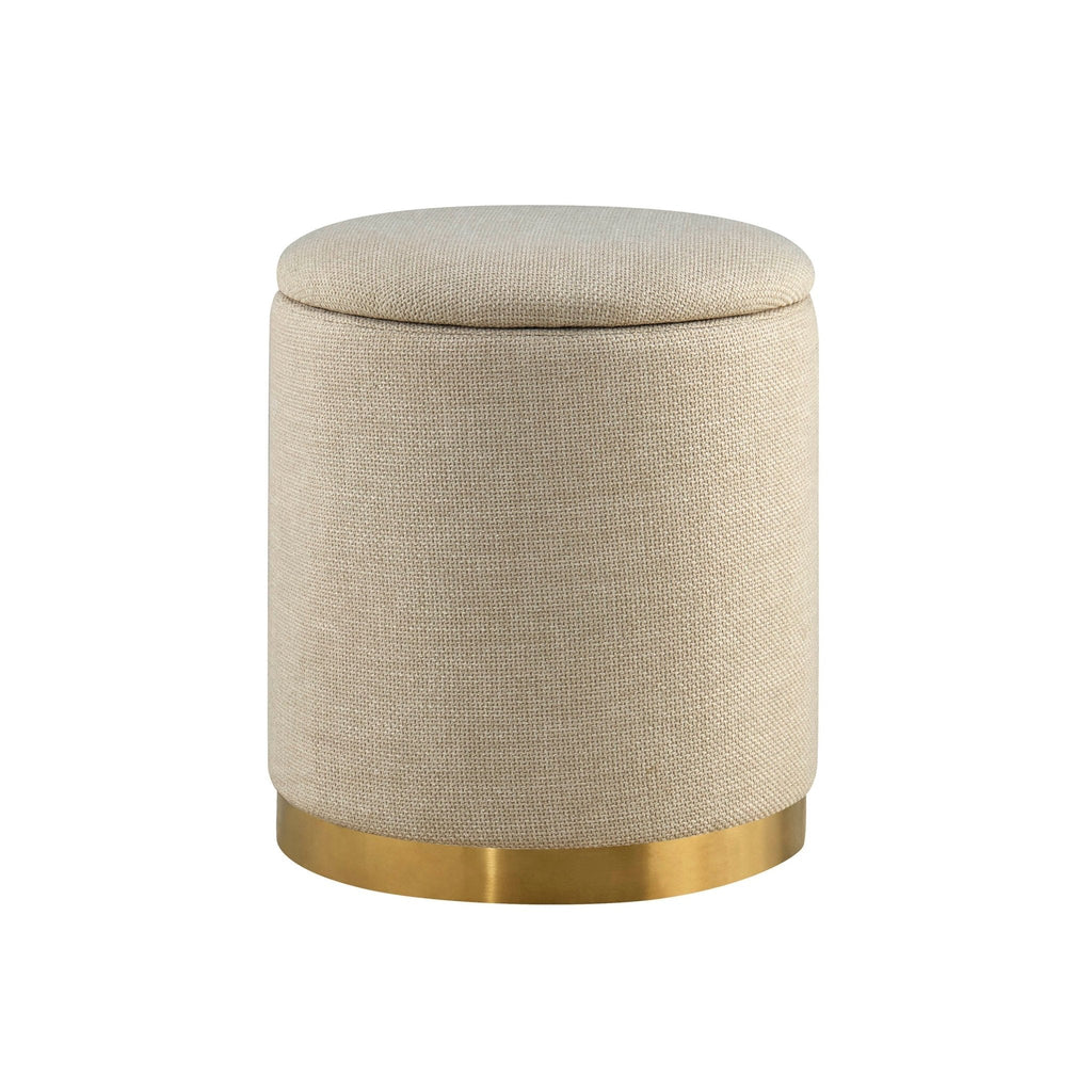 Tabouret de rangement Adelaide à base dorée - Beige
