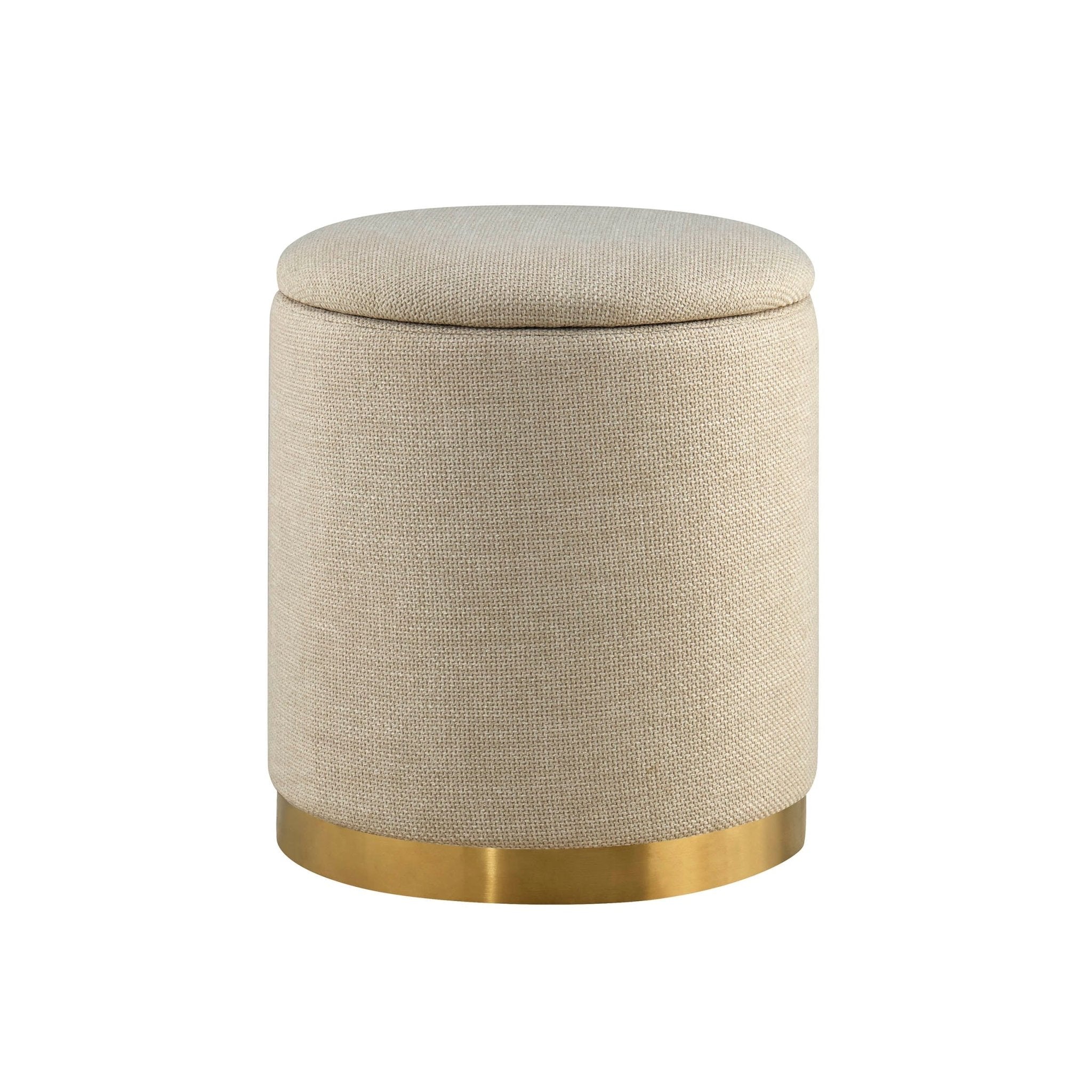 Tabouret de rangement Adelaide à base dorée - Beige