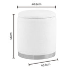 Tabouret de rangement Adelaide à base dorée bouclée - Blanc cassé