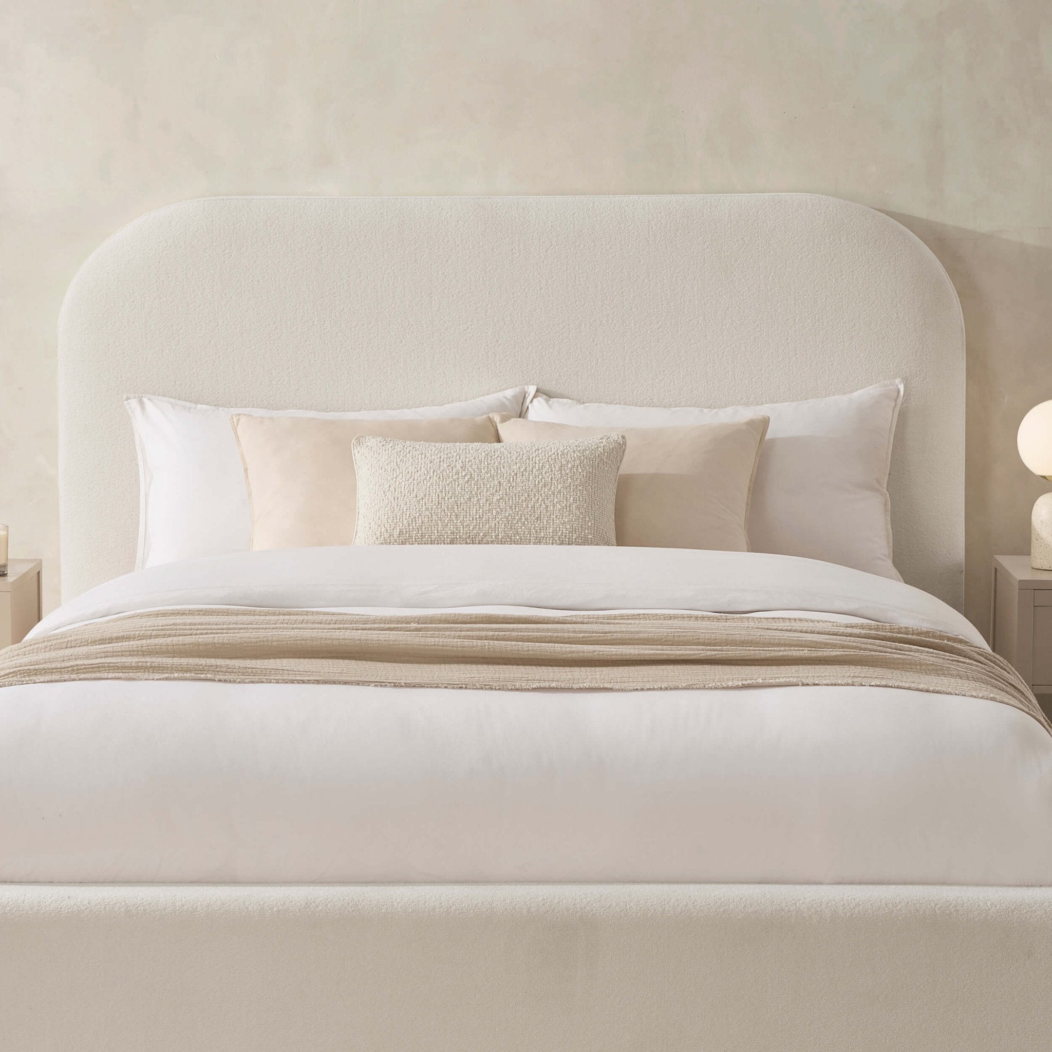 Lit coffre ottoman Aintree - Crème Teddy