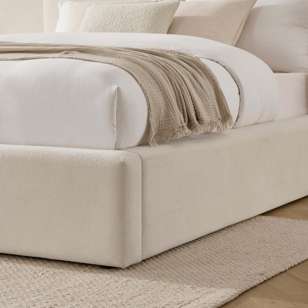 Lit coffre ottoman Aintree - Crème Teddy