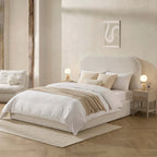 Lit coffre ottoman Aintree - Crème Teddy