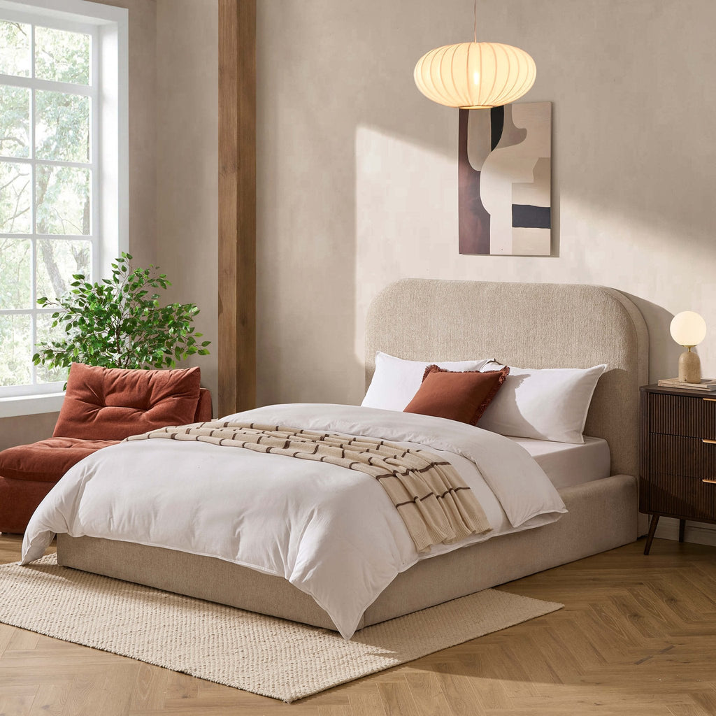 Lit coffre ottoman Aintree - Texture avoine