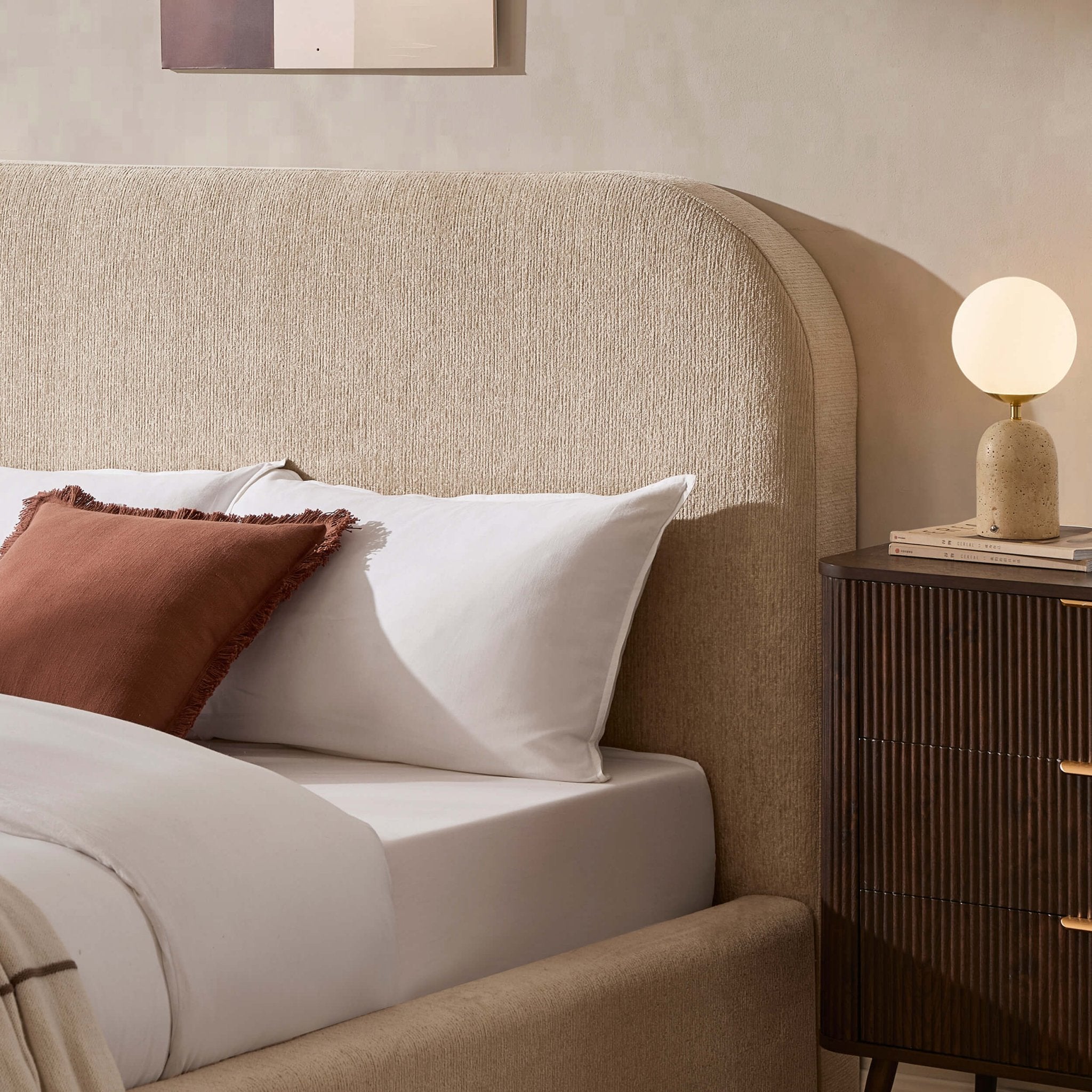 Lit coffre ottoman Aintree - Texture avoine