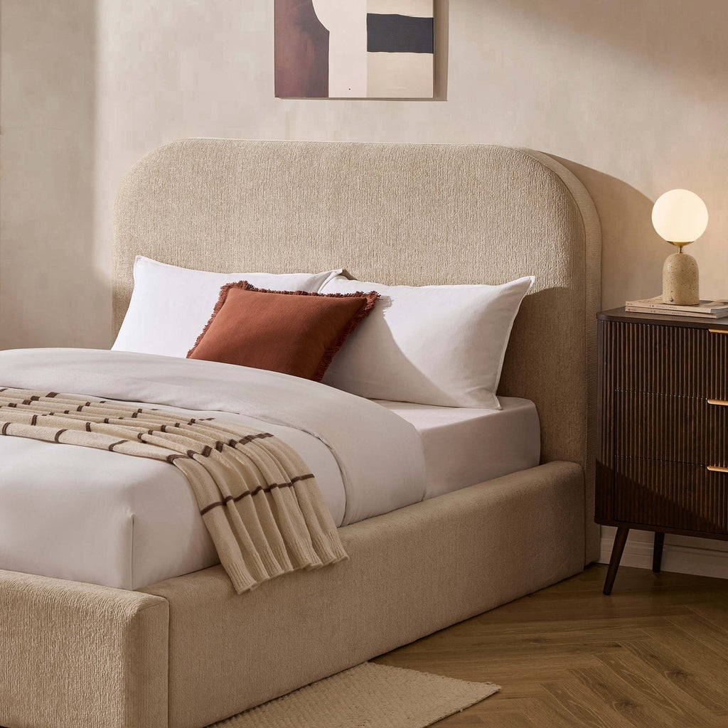 Lit coffre ottoman Aintree - Texture avoine