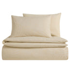 Parure de lit Alanna aspect lin jacquard 100 % coton - Naturel