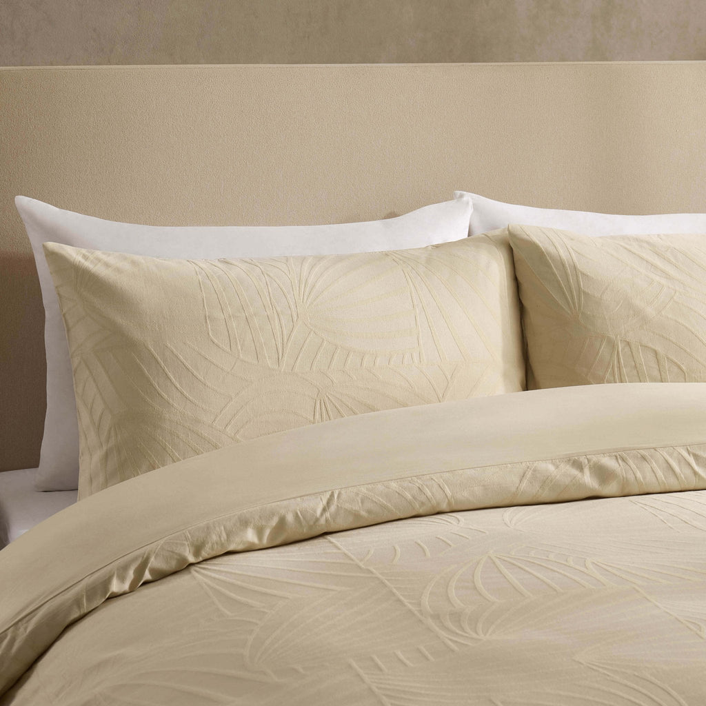 Parure de lit Alanna aspect lin jacquard 100 % coton - Naturel