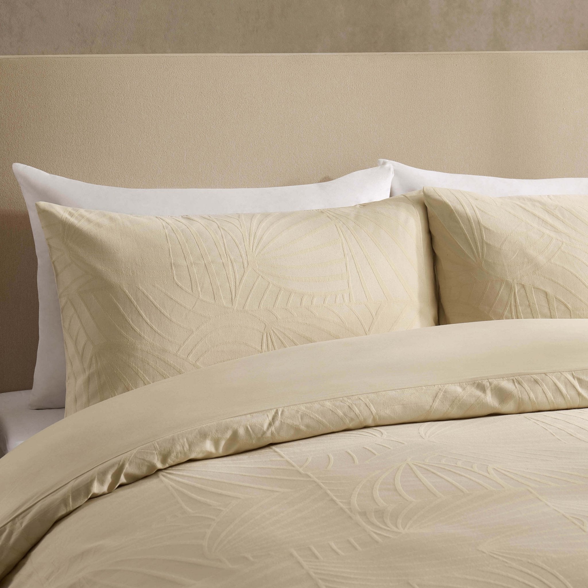 Parure de lit Alanna aspect lin jacquard 100 % coton - Naturel