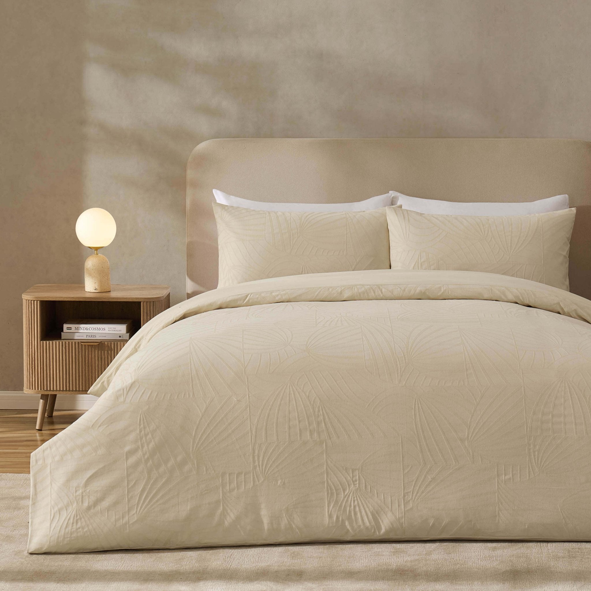 Parure de lit Alanna aspect lin jacquard 100 % coton - Naturel