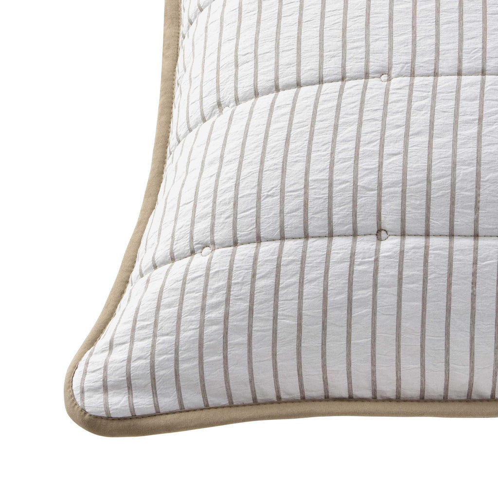 Housse de coussin Albi Stripe en seersucker - Naturel/Blanc