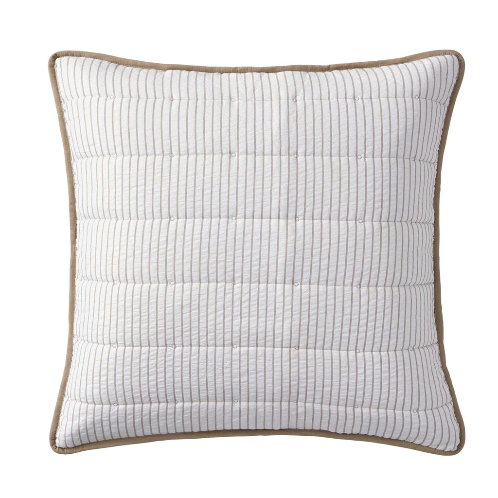 Housse de coussin Albi Stripe en seersucker - Naturel/Blanc