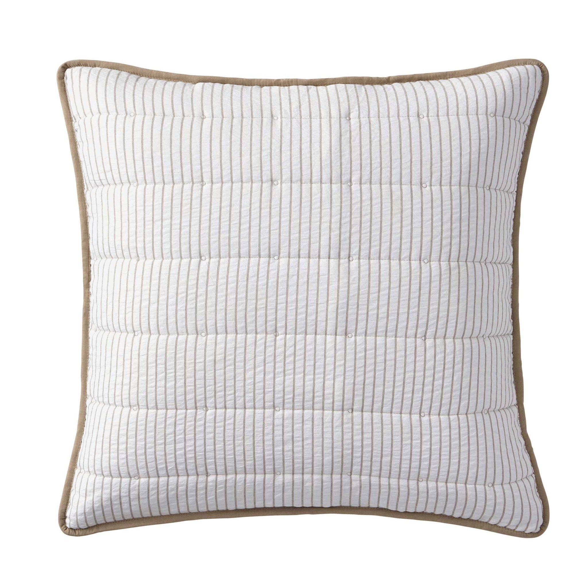 Housse de coussin Albi Stripe en seersucker - Naturel/Blanc