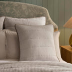 Housse de coussin Albi Stripe en seersucker - Naturel/Blanc
