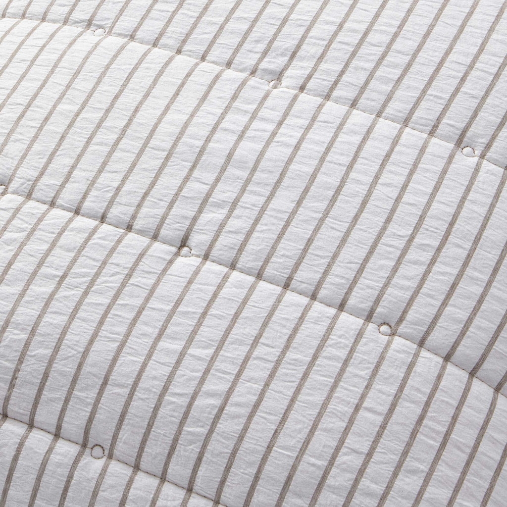 Housse de coussin Albi Stripe en seersucker - Naturel/Blanc