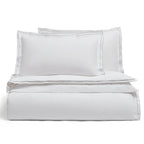 Housse de couette Alessia 300 fils/cm² avec bordure brodée - Blanc/Gris