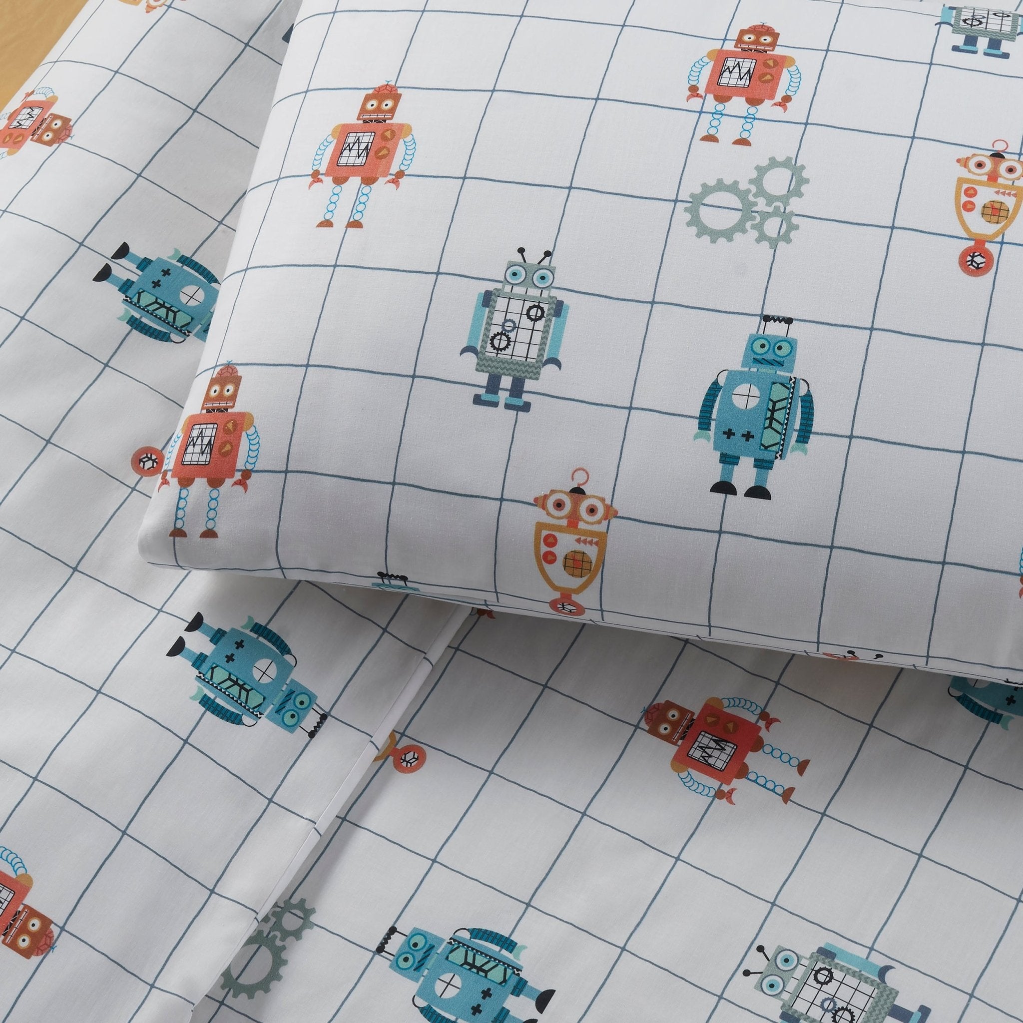 Parure de lit enfant Alfie Robots 100 % coton