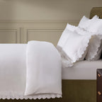 Housse de coussin Alice Lace Border Oxford 200 fils - Blanche