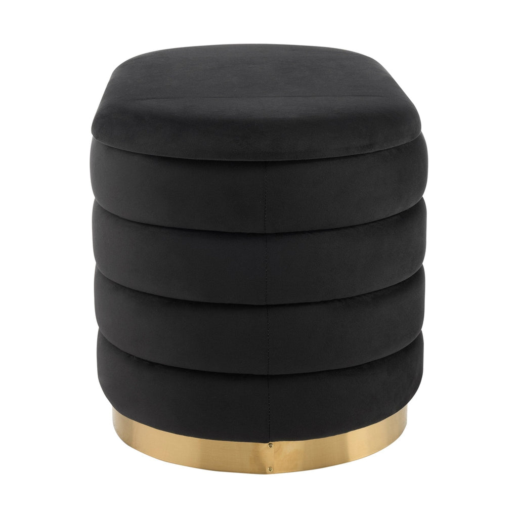 Ensemble pouf et tabouret à panneaux Almondbury - Encre