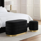 Ensemble pouf et tabouret à panneaux Almondbury - Encre