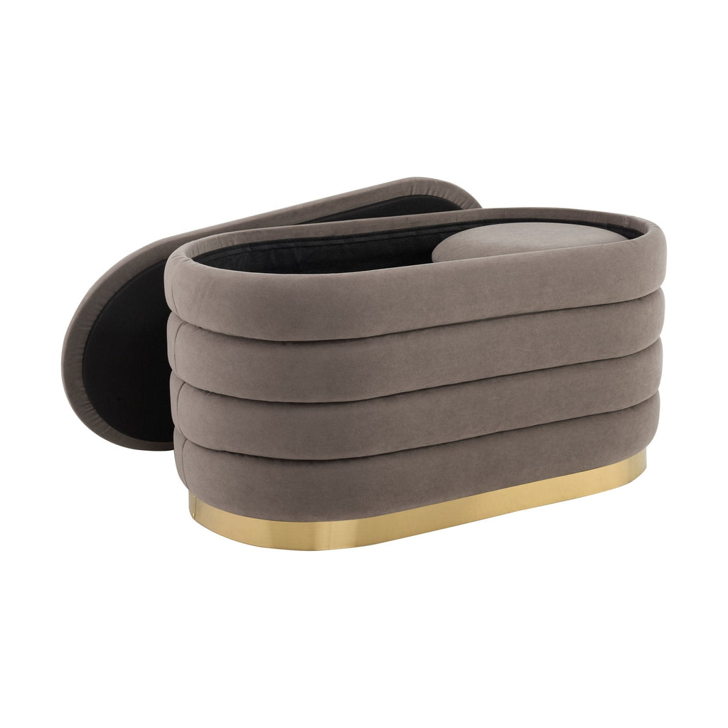 Ensemble pouf et tabouret à panneaux Almondbury - Taupe