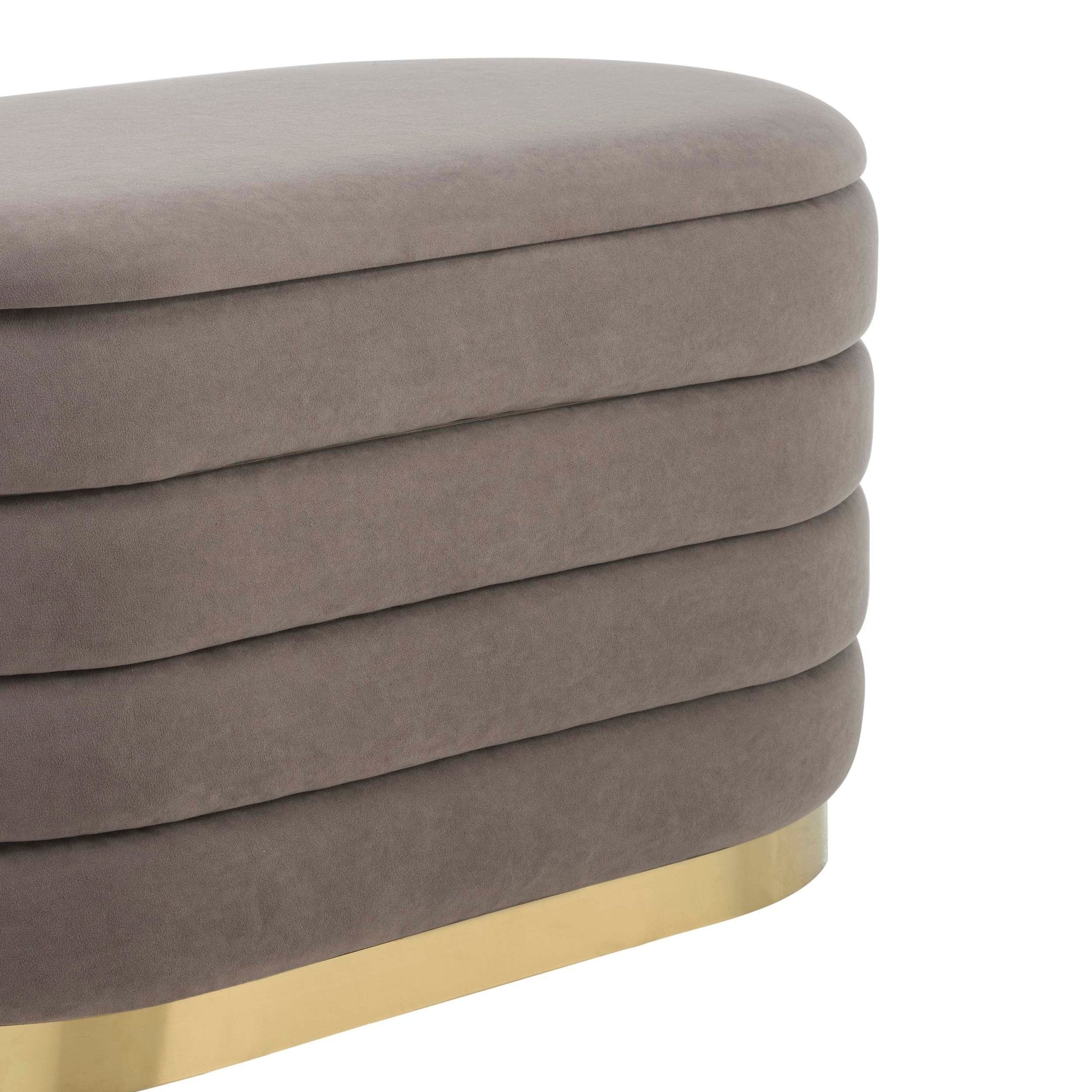 Ensemble pouf et tabouret à panneaux Almondbury - Taupe