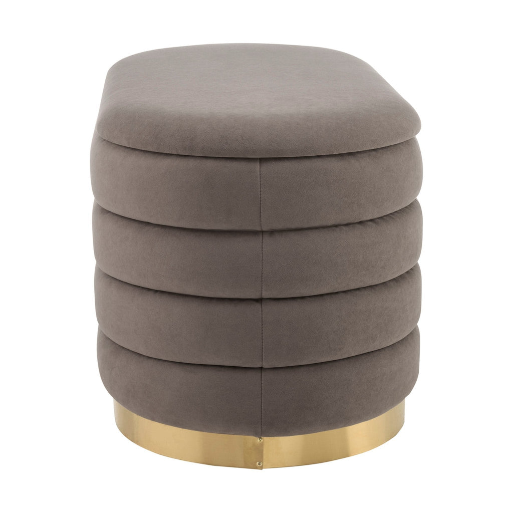 Ensemble pouf et tabouret à panneaux Almondbury - Taupe
