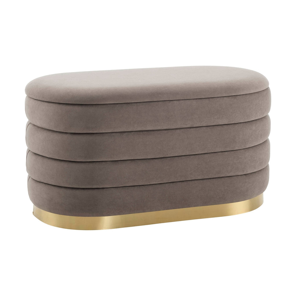 Ensemble pouf et tabouret à panneaux Almondbury - Taupe