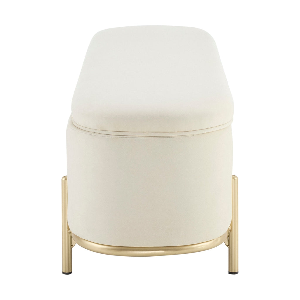 Pouf de rangement à panneaux Altrincham - Écru