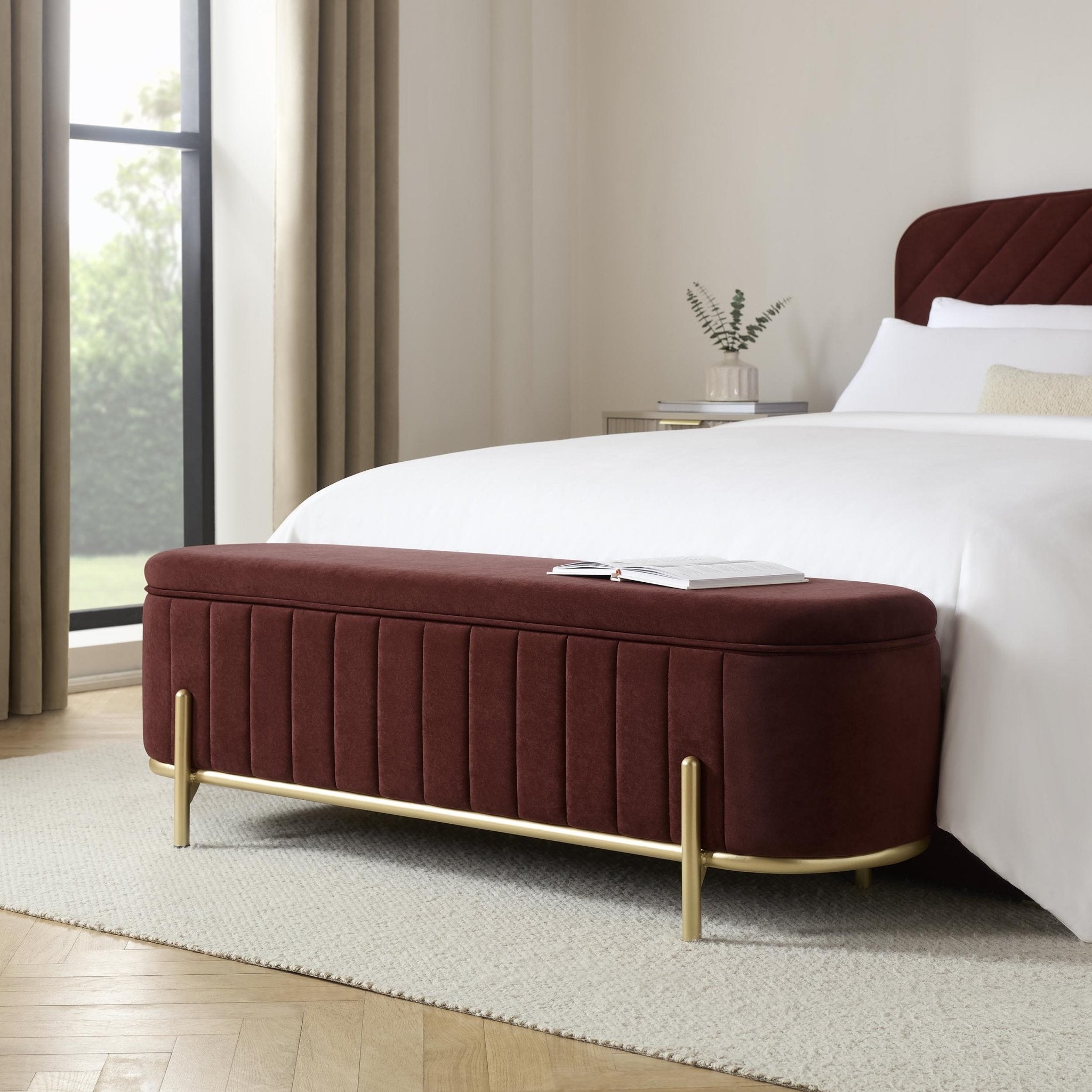 Pouf de rangement à panneaux Altrincham - Rouille