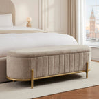 Pouf de rangement Altrincham - Chenille gris clair