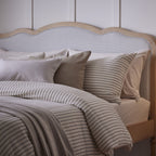 Parure de lit Amalfi à rayures fines 200 fils - Crème/Marine