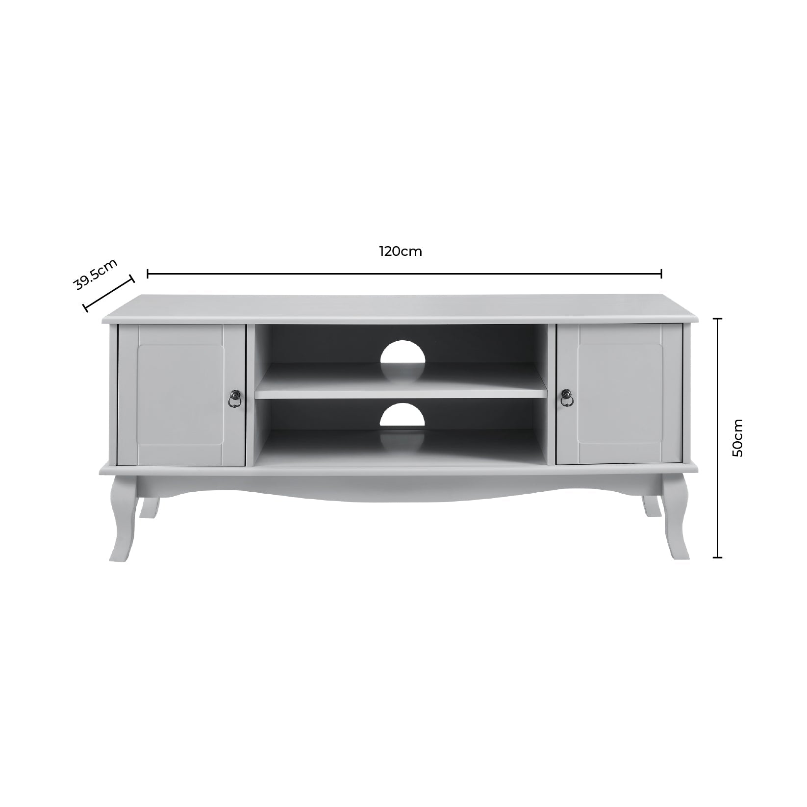 Meuble TV Amélie pour téléviseurs jusqu'à 50 pouces - Gris clair