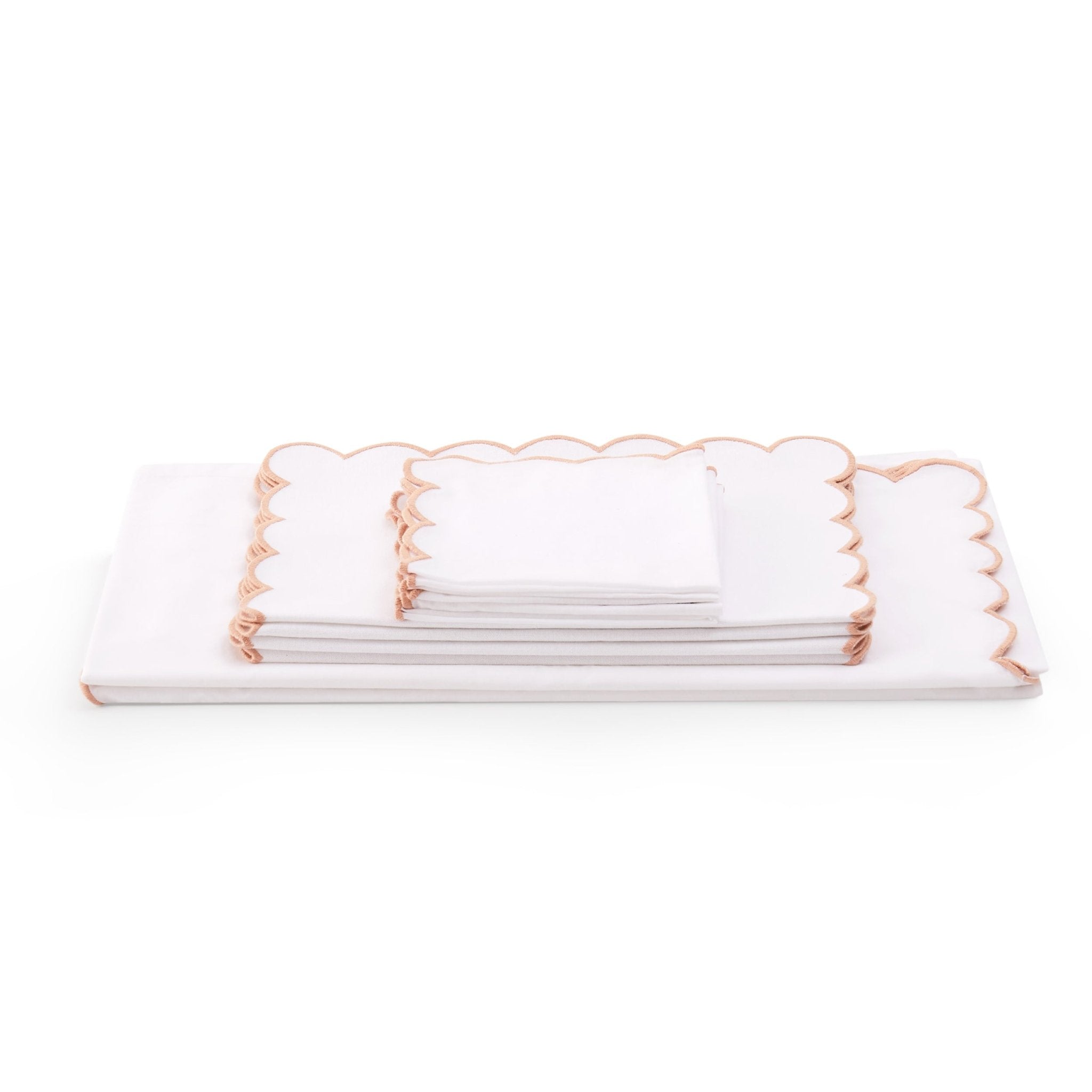 Lot de 4 serviettes Amor à bord festonné - Rose sable