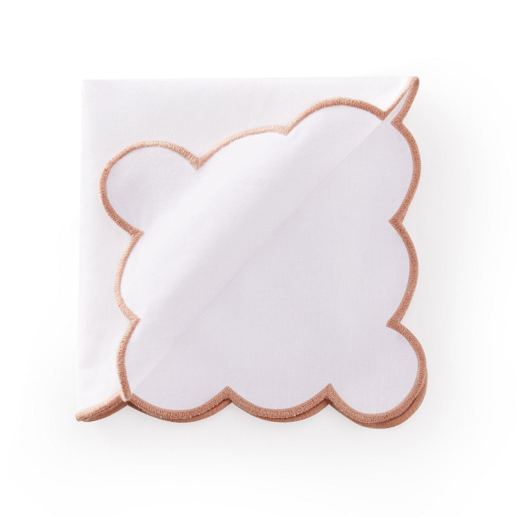 Lot de 4 serviettes Amor à bord festonné - Rose sable