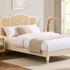 Cadre de lit Annecy en rotin - Crème