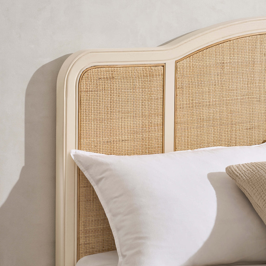 Cadre de lit Annecy en rotin - Crème