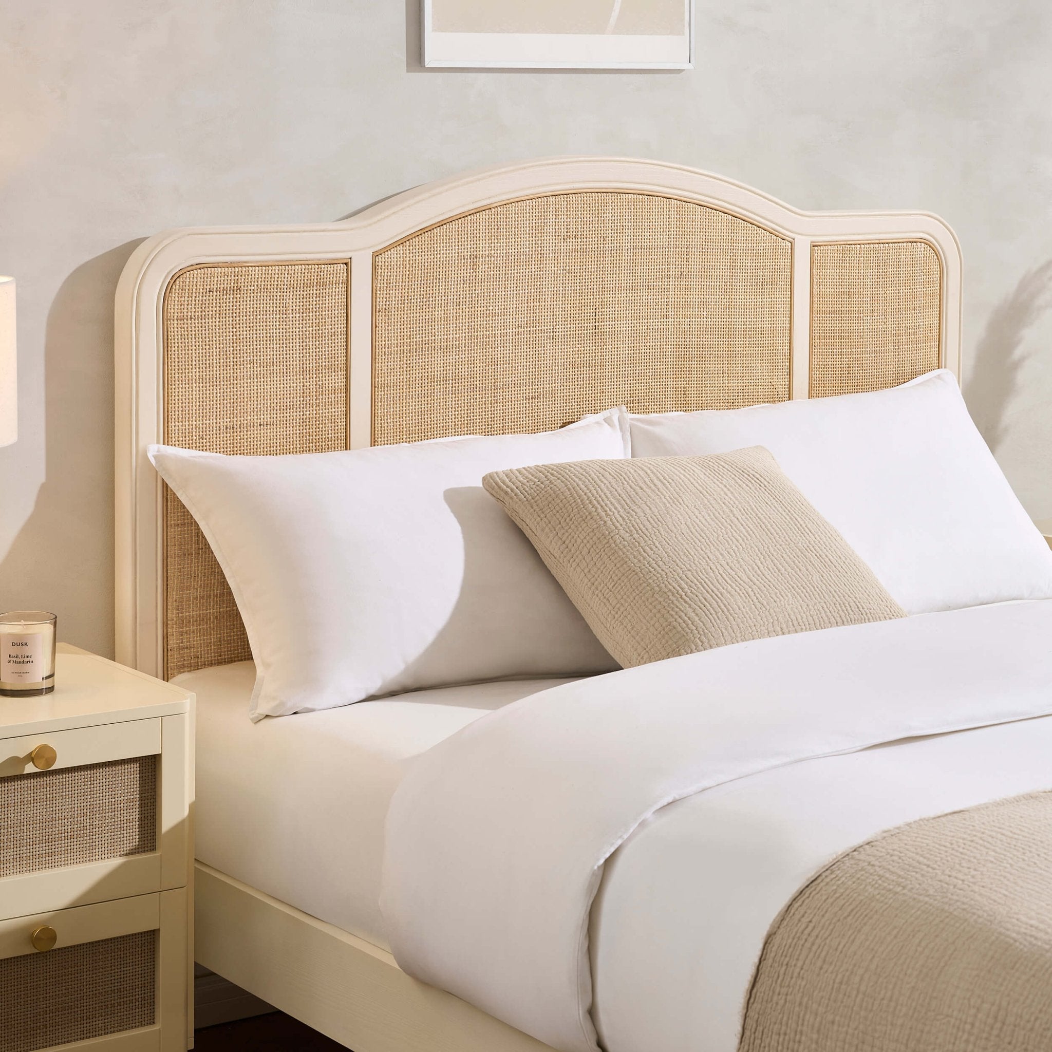 Cadre de lit Annecy en rotin - Crème