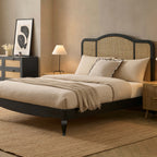 Cadre de lit Annecy en rotin - Noir