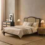 Cadre de lit Annecy en rotin - Noir