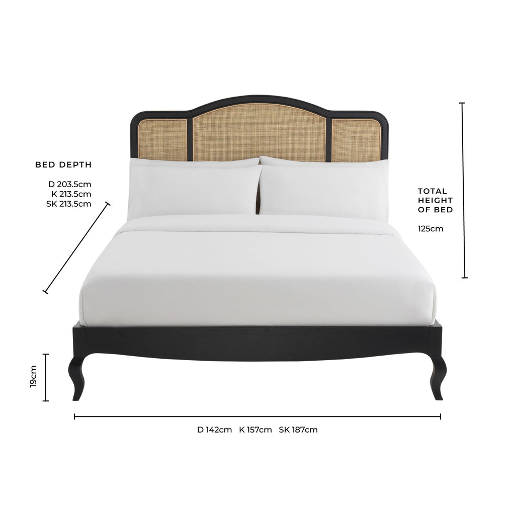 Cadre de lit Annecy en rotin - Noir