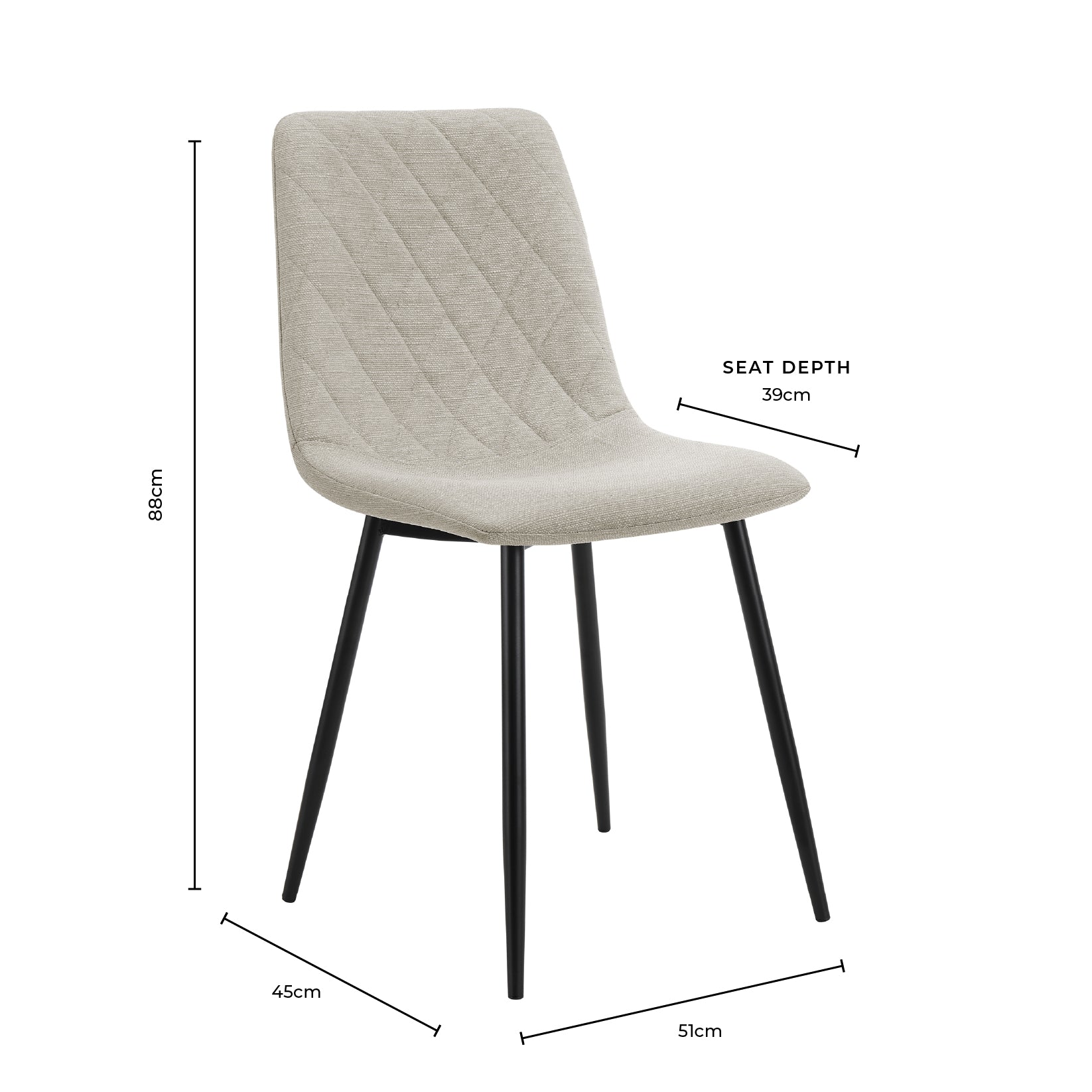 Ensemble de 2 chaises de salle à manger Annie - Lin - Gris pierre