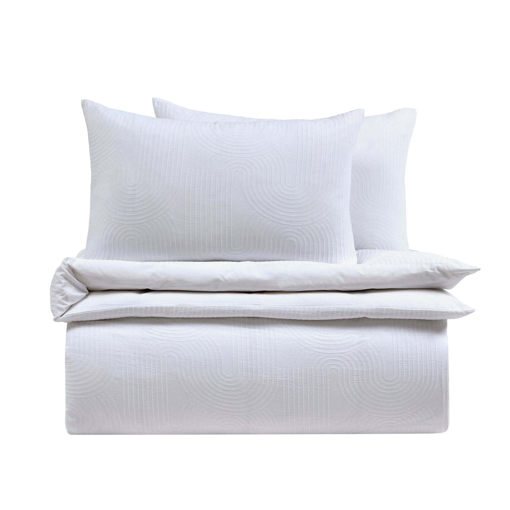 Parure de lit Archie Geo en jacquard tissé 200 fils - Blanc